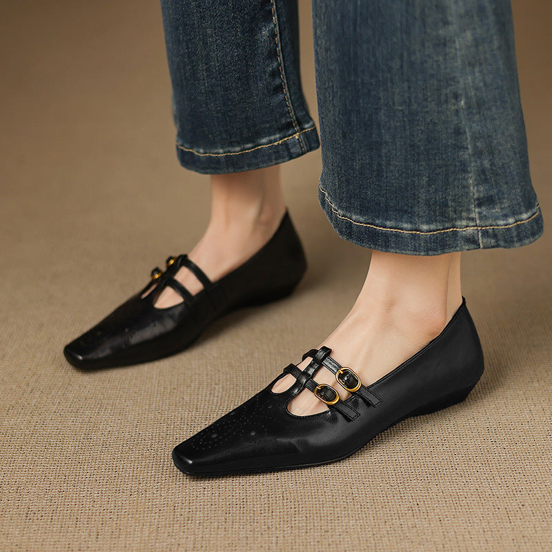 Ceyla | Brogued Doppelriemen Mary Jane Ballerina
