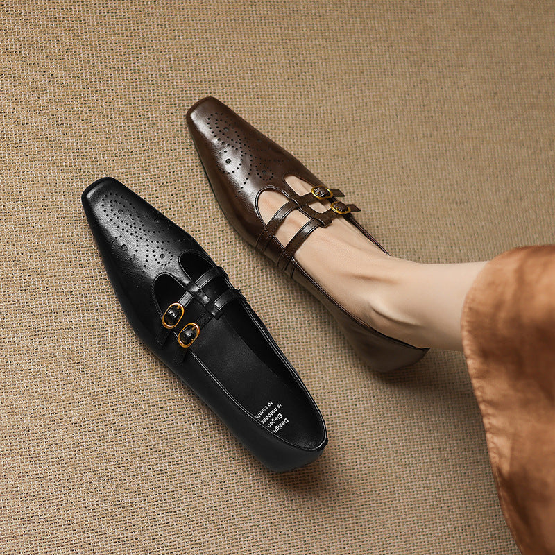 Ceyla | Brogued Doppelriemen Mary Jane Ballerina