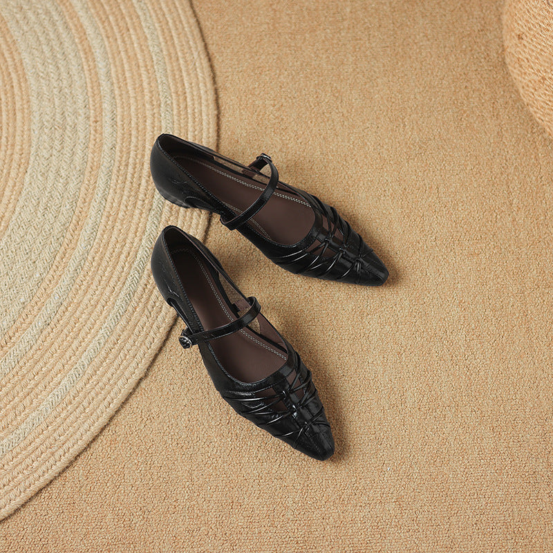 Quenby | Spitzes Gitter-Cut Mary Jane Flat