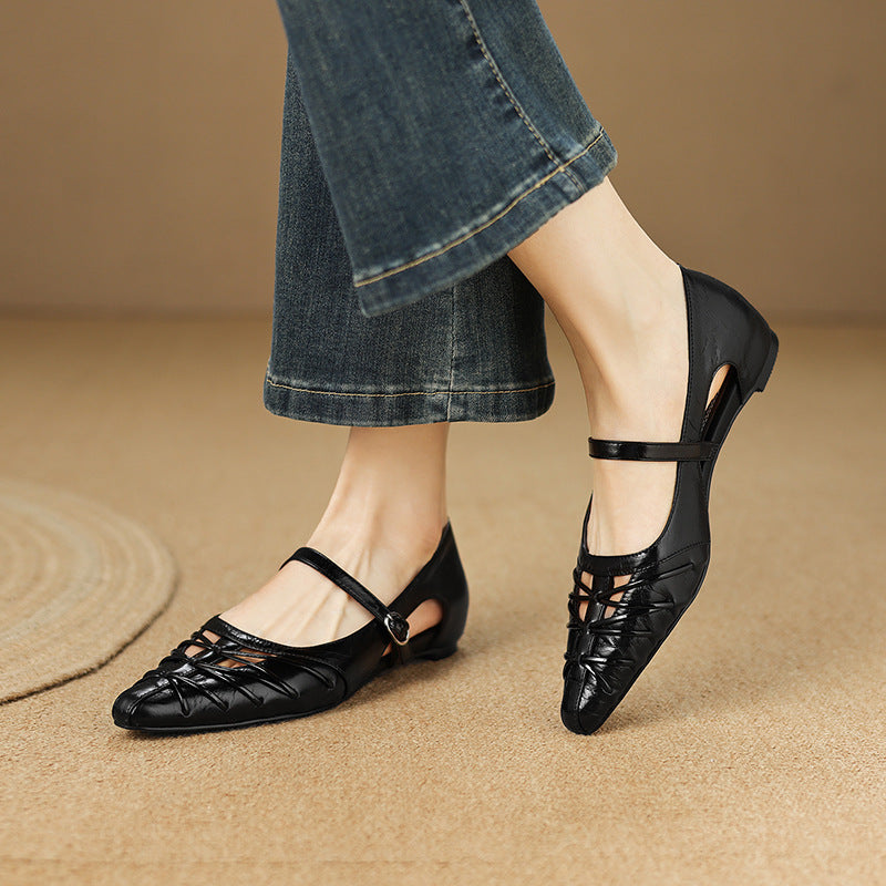 Quenby | Spitzes Gitter-Cut Mary Jane Flat