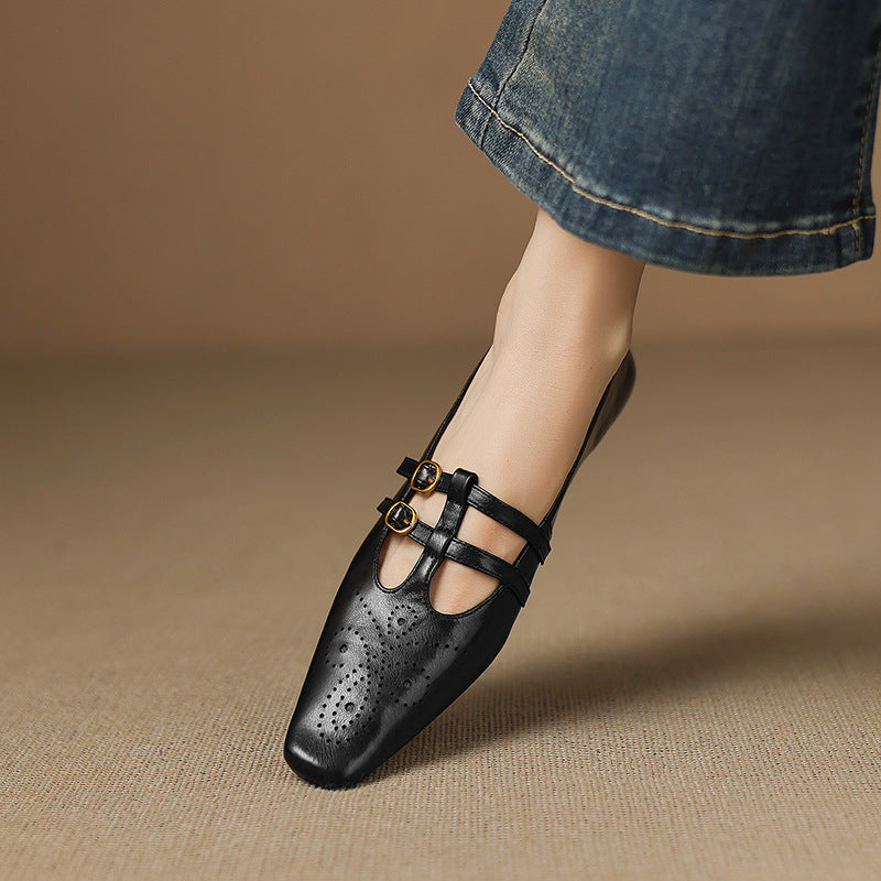 Ceyla | Brogued Doppelriemen Mary Jane Ballerina