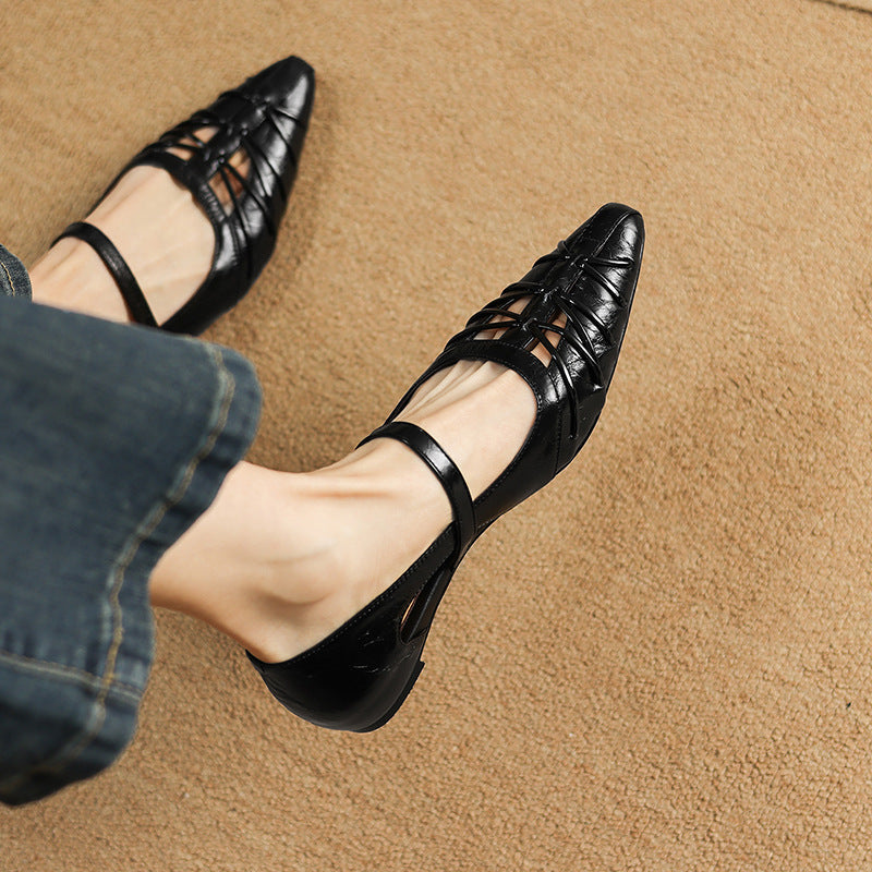 Quenby | Spitzes Gitter-Cut Mary Jane Flat