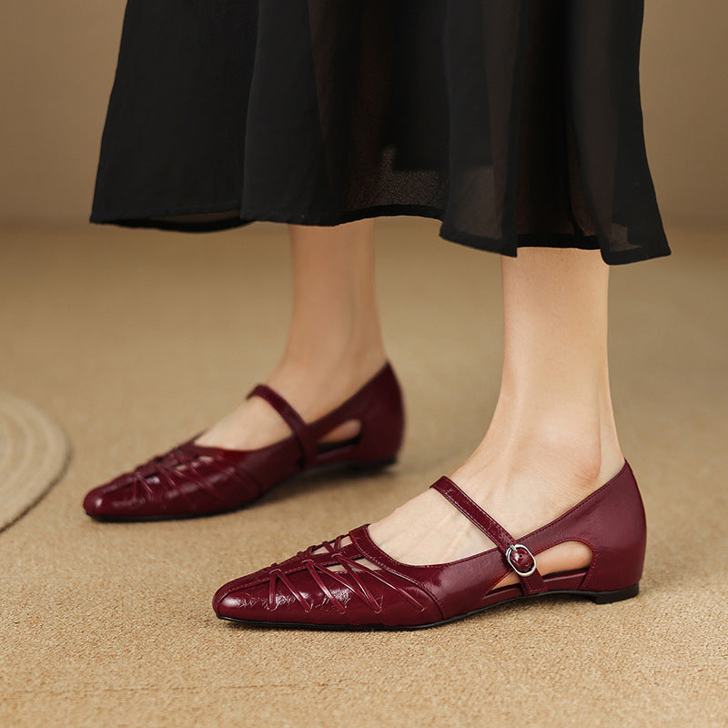 Quenby | Spitzes Gitter-Cut Mary Jane Flat