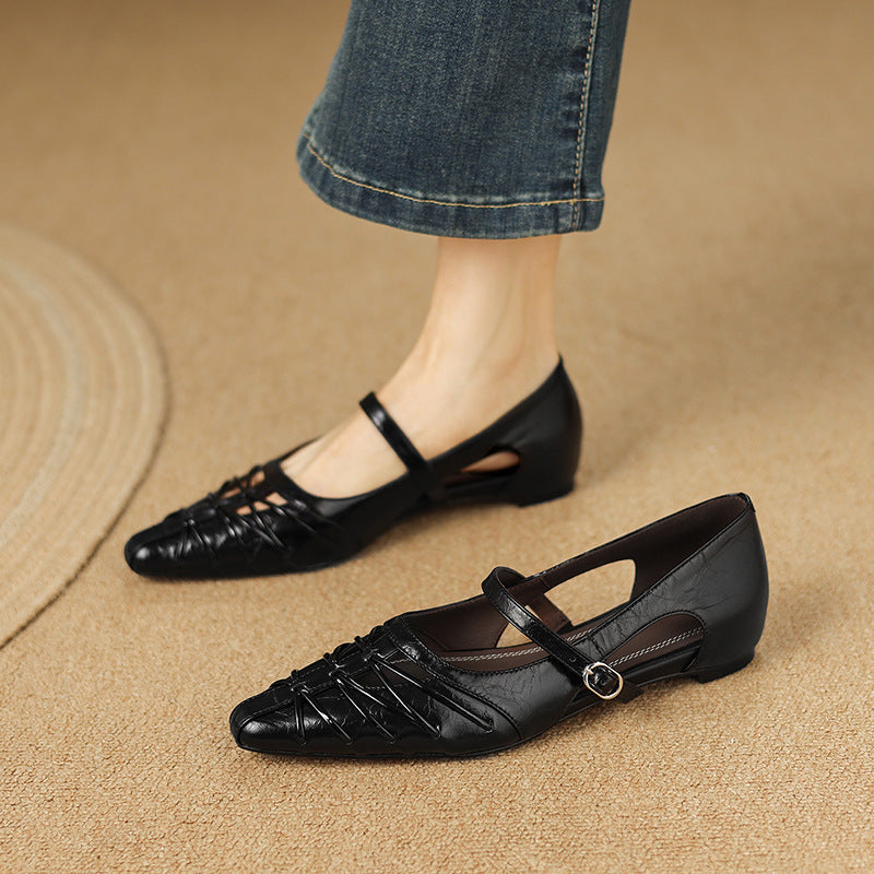 Quenby | Spitzes Gitter-Cut Mary Jane Flat