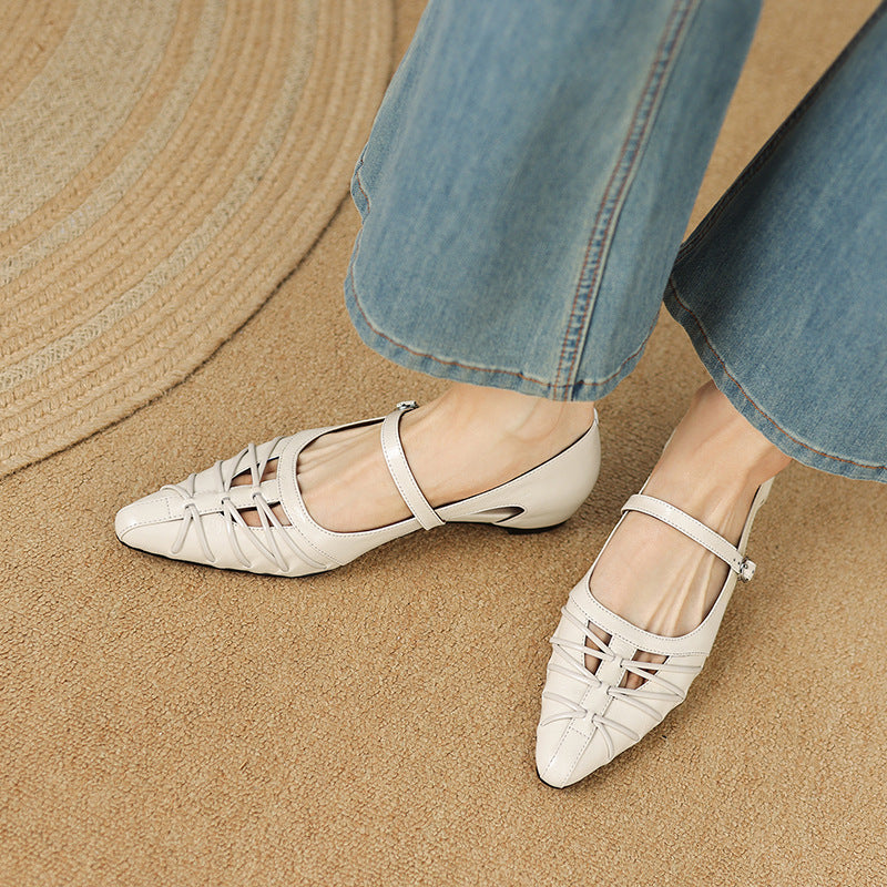 Quenby | Spitzes Gitter-Cut Mary Jane Flat