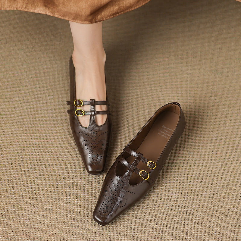 Ceyla | Brogued Doppelriemen Mary Jane Ballerina
