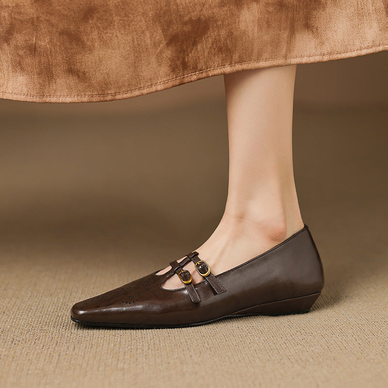 Ceyla | Brogued Doppelriemen Mary Jane Ballerina