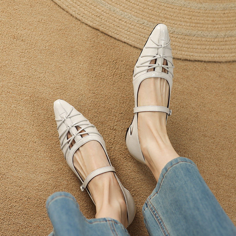 Quenby | Spitzes Gitter-Cut Mary Jane Flat