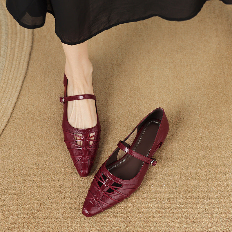 Quenby | Spitzes Gitter-Cut Mary Jane Flat
