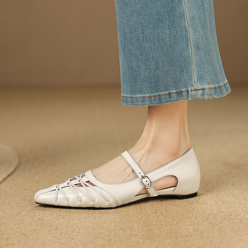 Quenby | Spitzes Gitter-Cut Mary Jane Flat