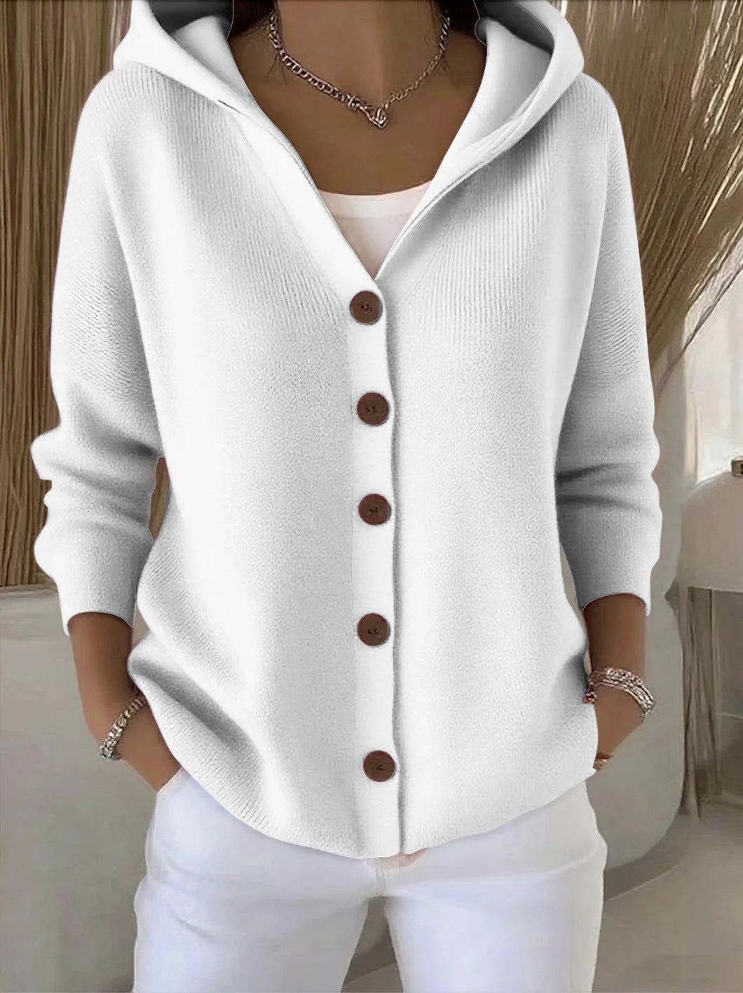 Merel | Strickjacke mit Kapuze und Knöpfen