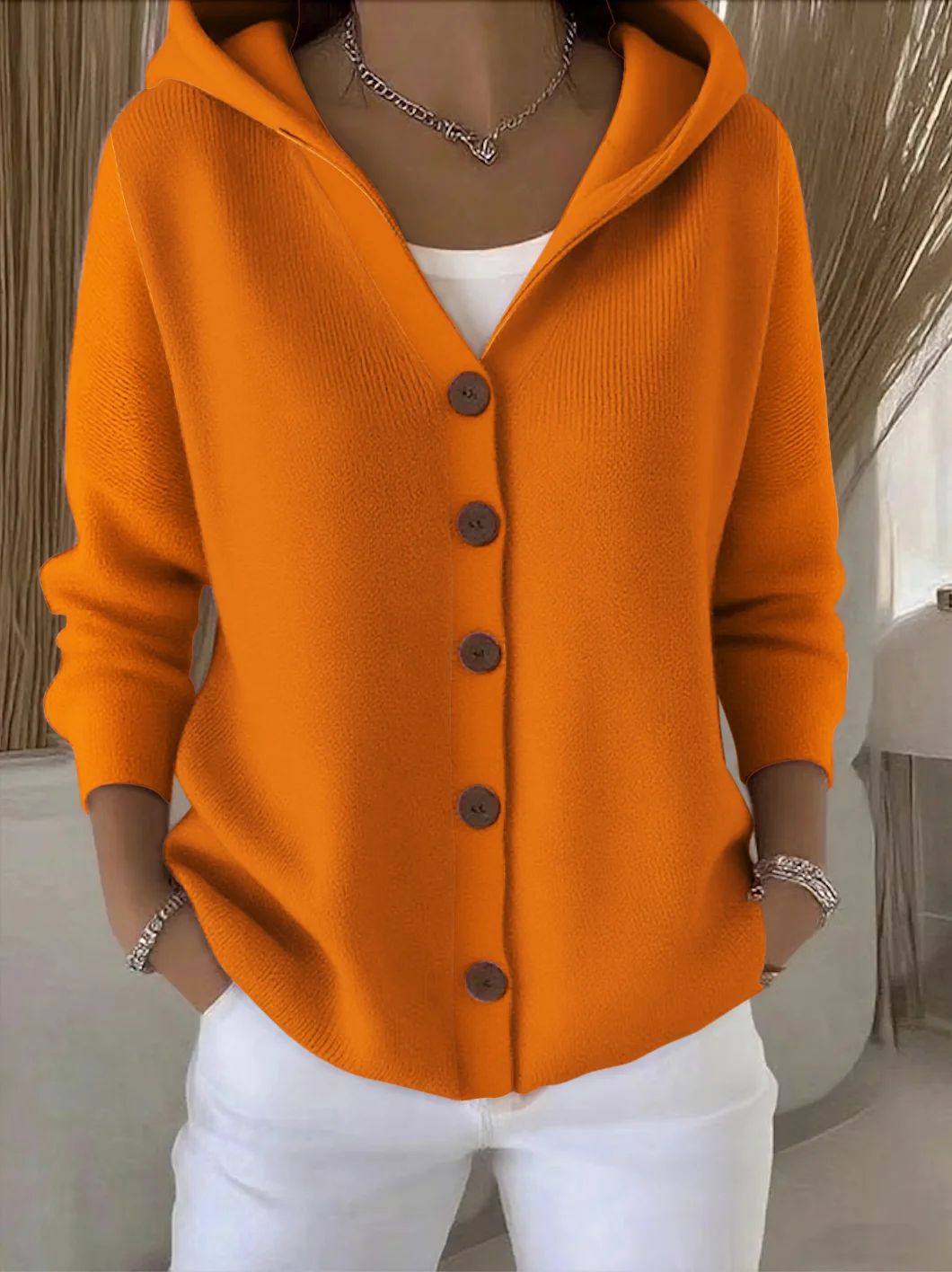 Merel | Strickjacke mit Kapuze und Knöpfen