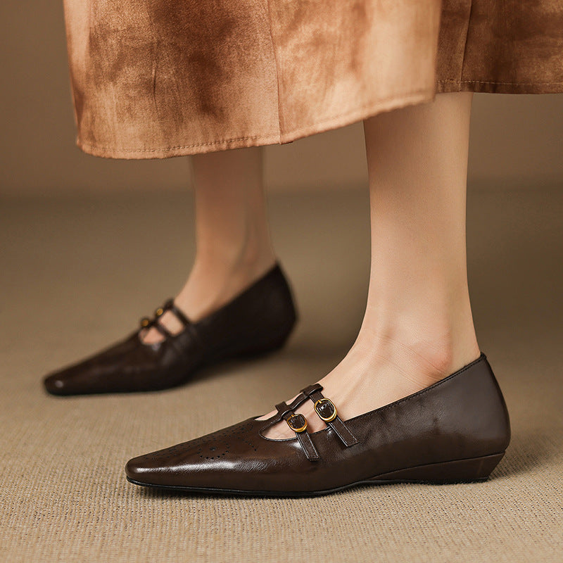 Ceyla | Brogued Doppelriemen Mary Jane Ballerina