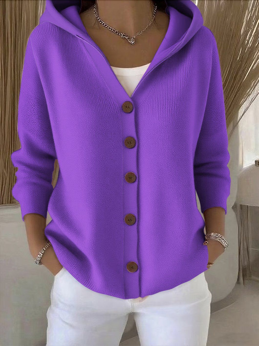 Merel | Strickjacke mit Kapuze und Knöpfen