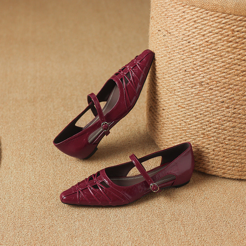 Quenby | Spitzes Gitter-Cut Mary Jane Flat