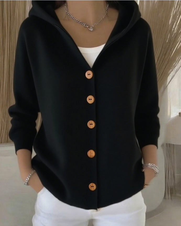 Merel | Strickjacke mit Kapuze und Knöpfen