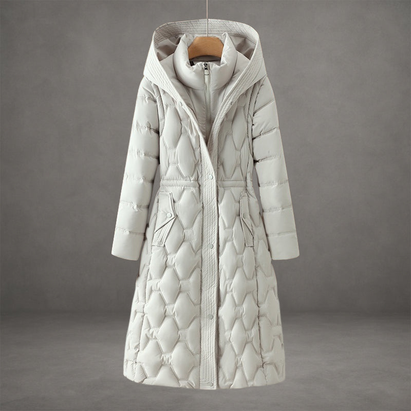 Mollie | Eleganter langer Mantel mit Kapuze