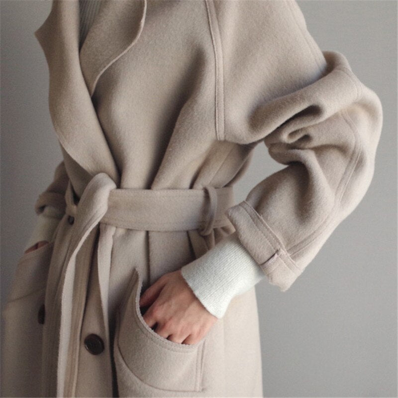 Michelle™ – Eleganter Langer Wollmantel für Damen