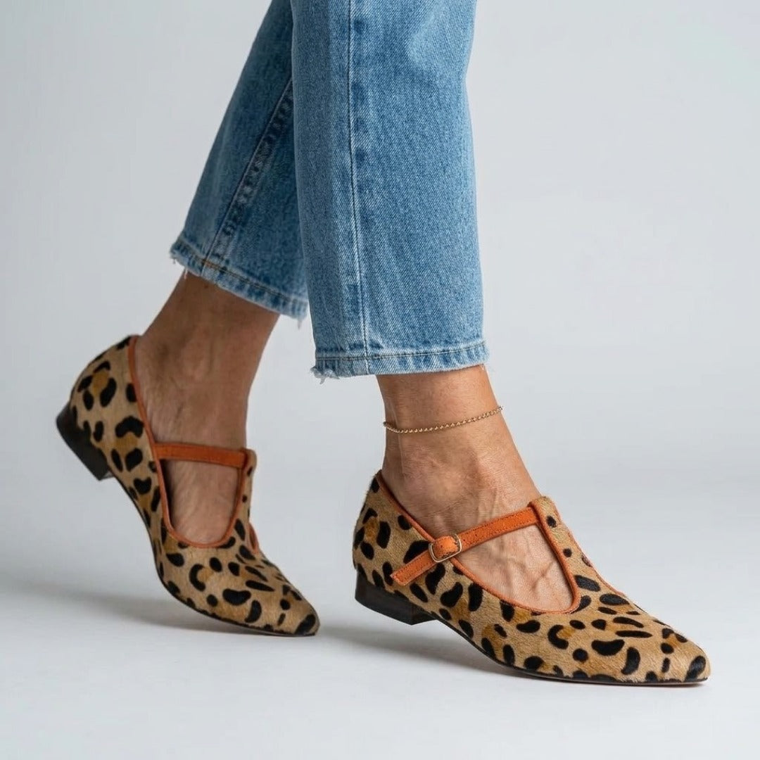 Matilda | Spitze Slipper im Leopardenmuster mit Schnalle