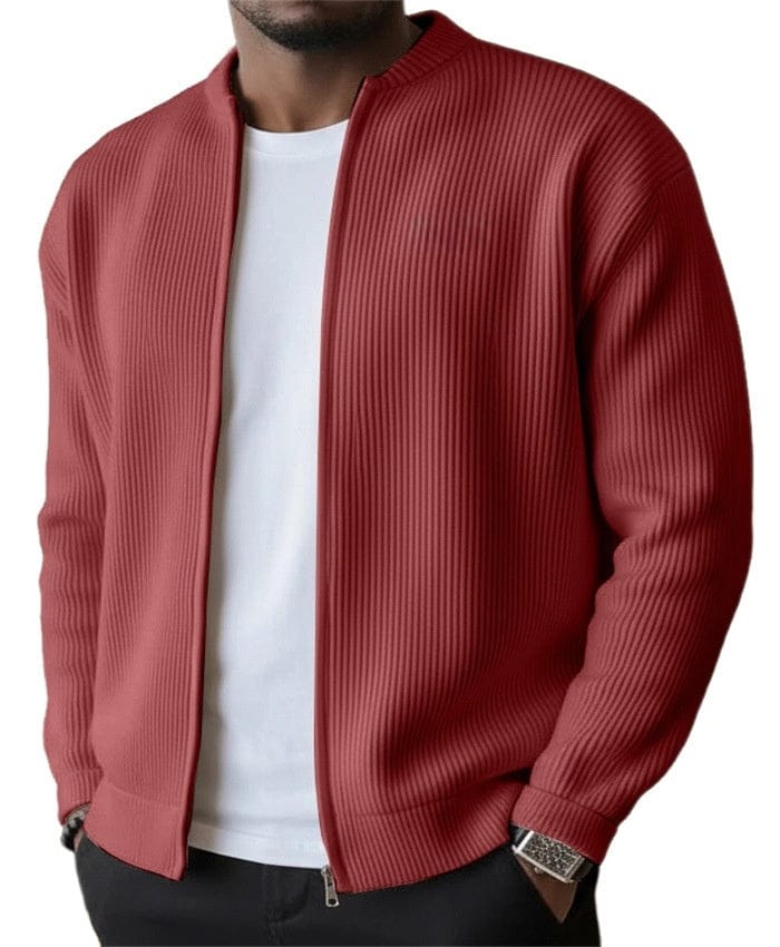Karl I Geripptes Zip-Cardigan