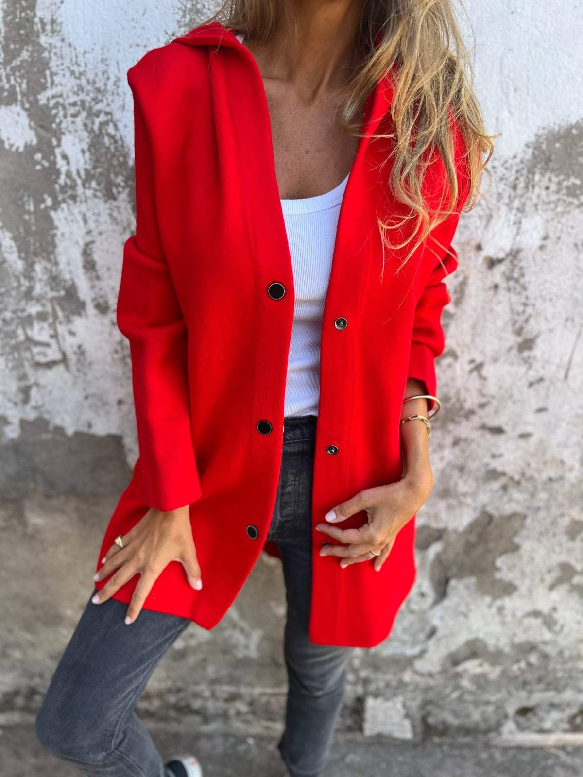 Lisabeth | Lässiger einreihiger Blazer mit Kapuze