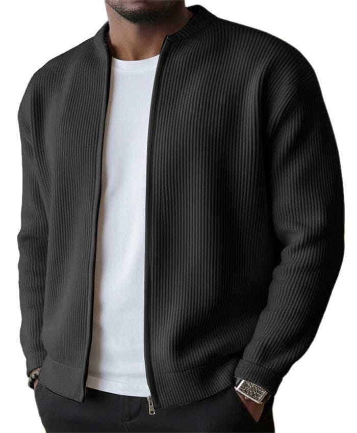 Karl I Geripptes Zip-Cardigan
