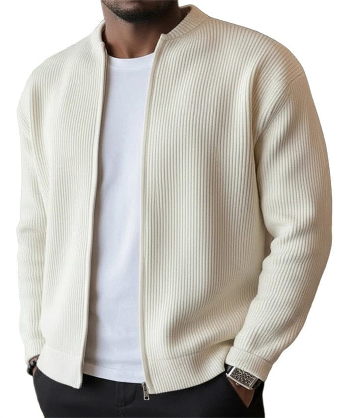 Karl I Geripptes Zip-Cardigan