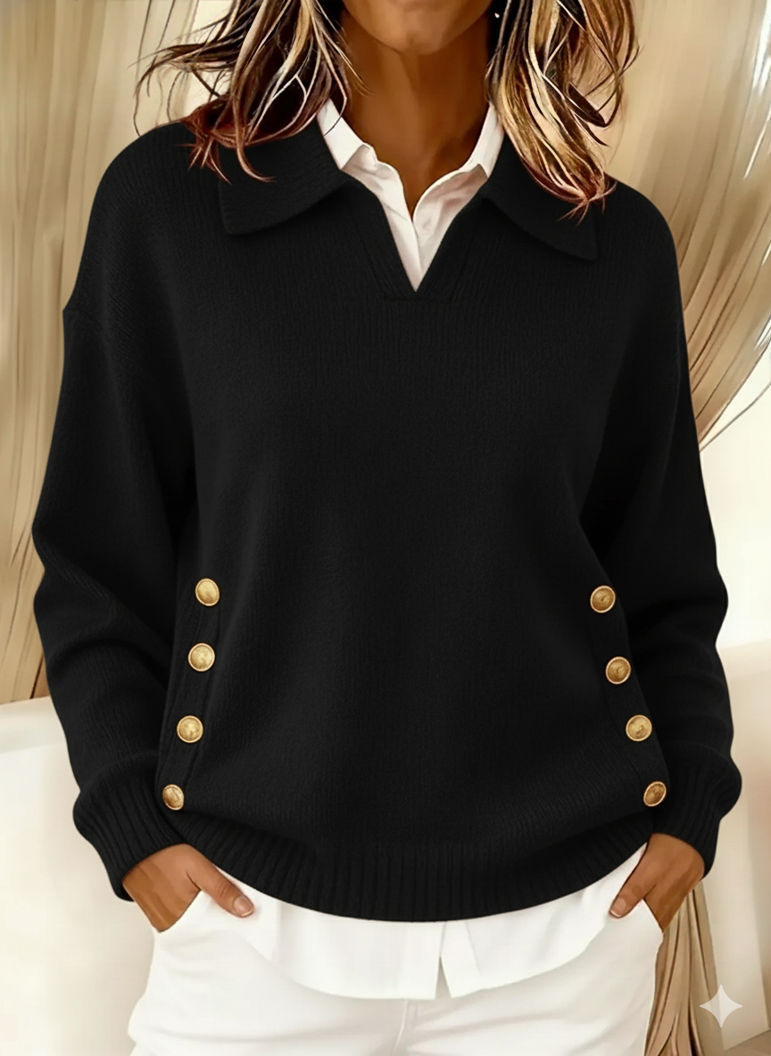 Rieke | Pullover mit V-Ausschnitt und Kragen
