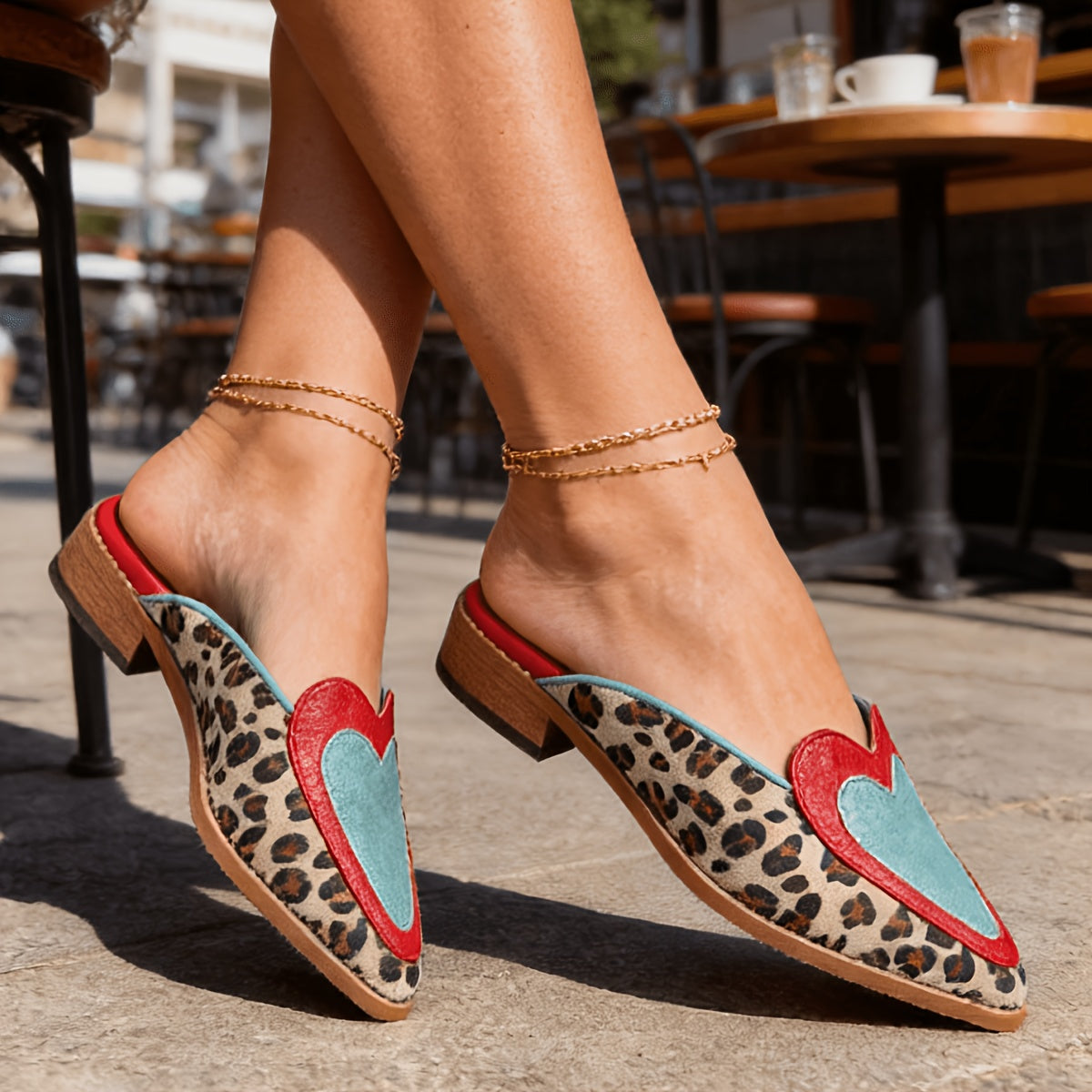 Perlia | Riemenlose Mules mit Leopardenmuster