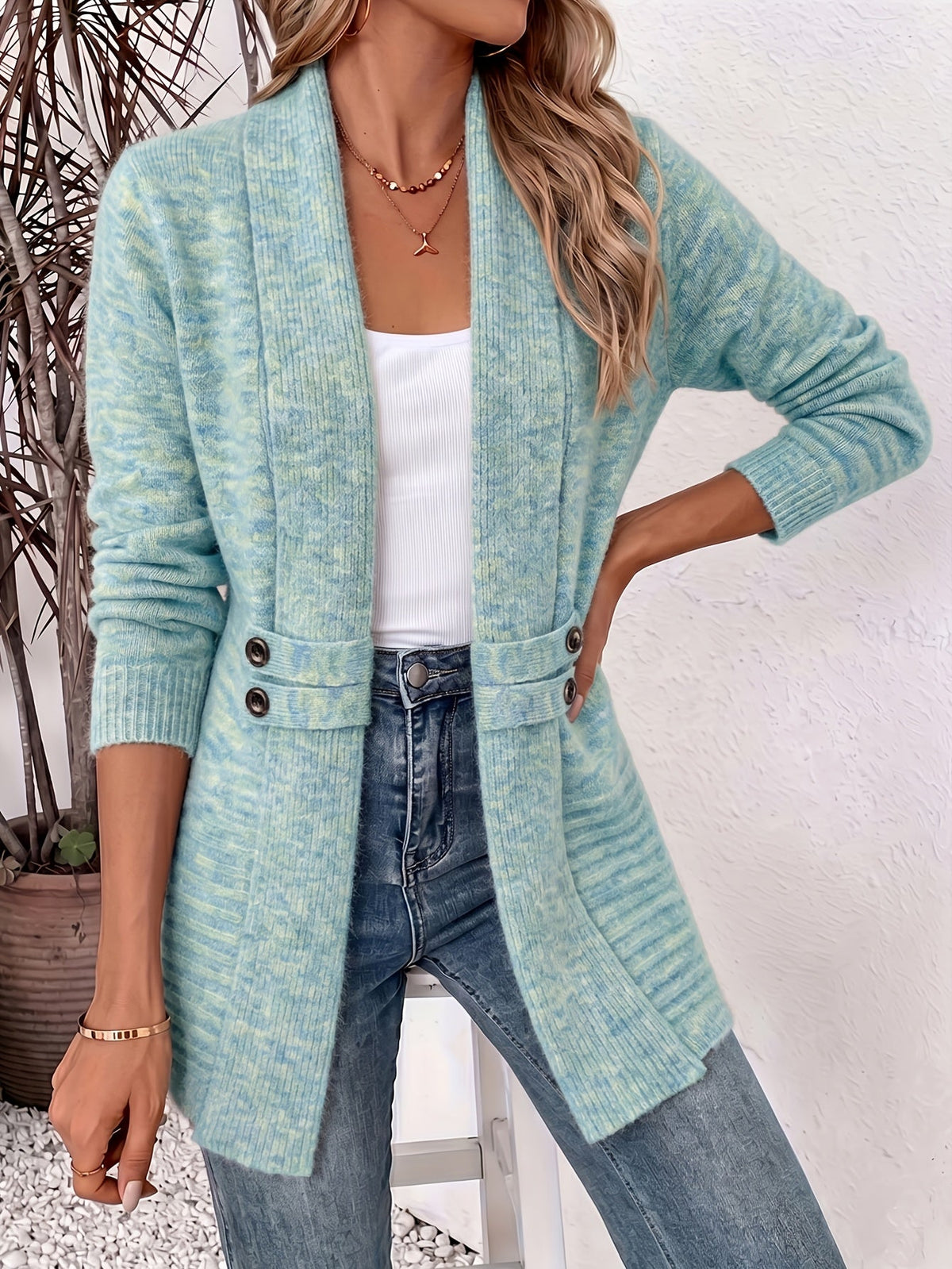 Ingrid| Eleganter Damen Cardigan - Offene Vorderseite & Eingearbeitete Taille