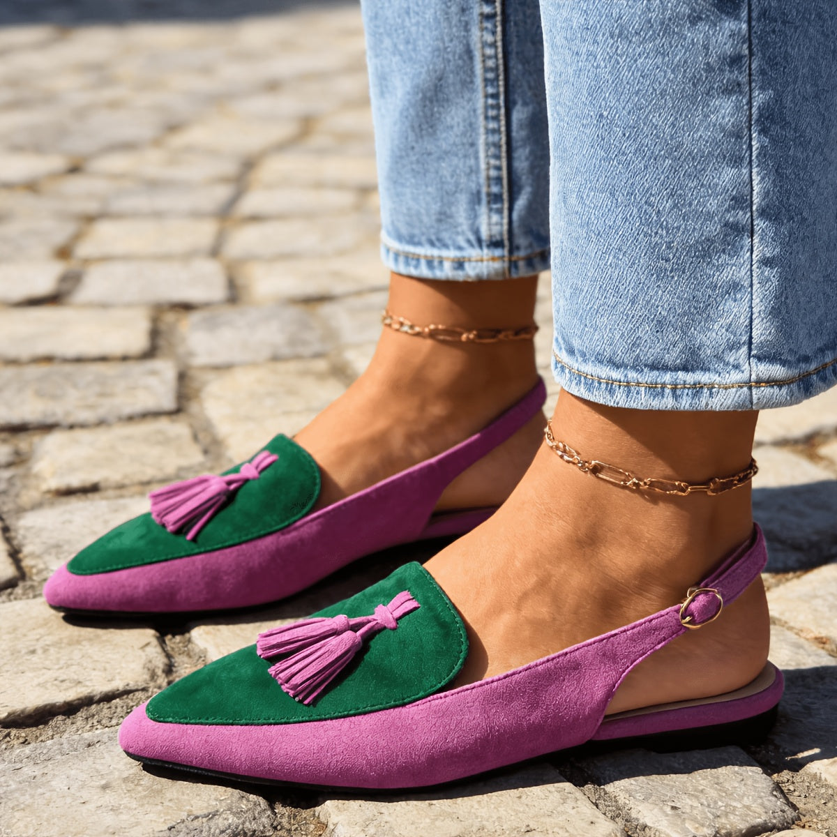 Marissa | Slingback-Mules mit Quasten