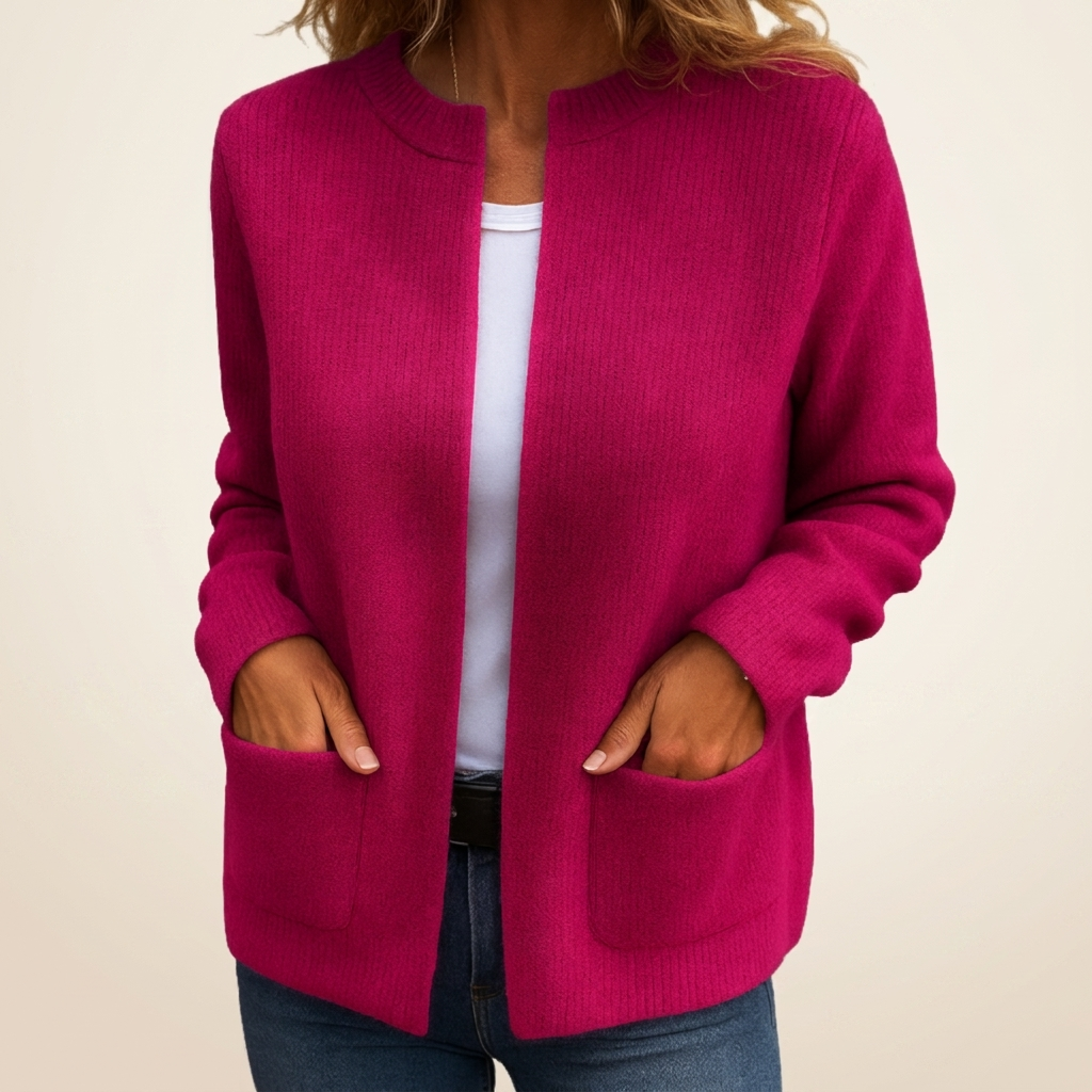 Monika - Weicher Zip-Front Strickcardigan