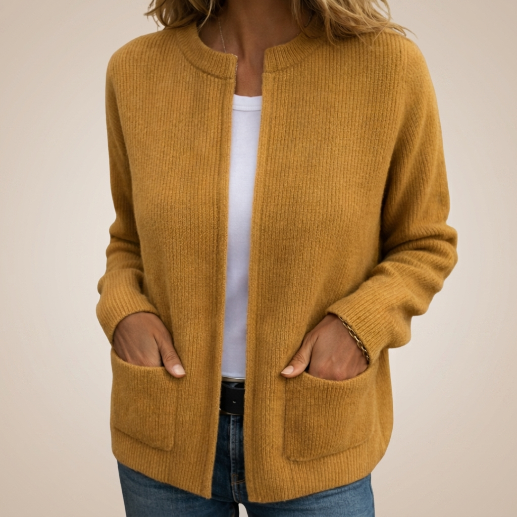 Monika - Weicher Zip-Front Strickcardigan