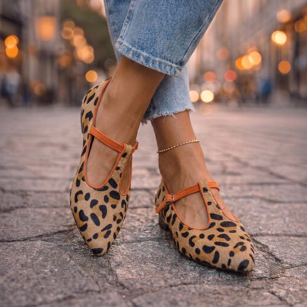 Matilda | Spitze Slipper im Leopardenmuster mit Schnalle