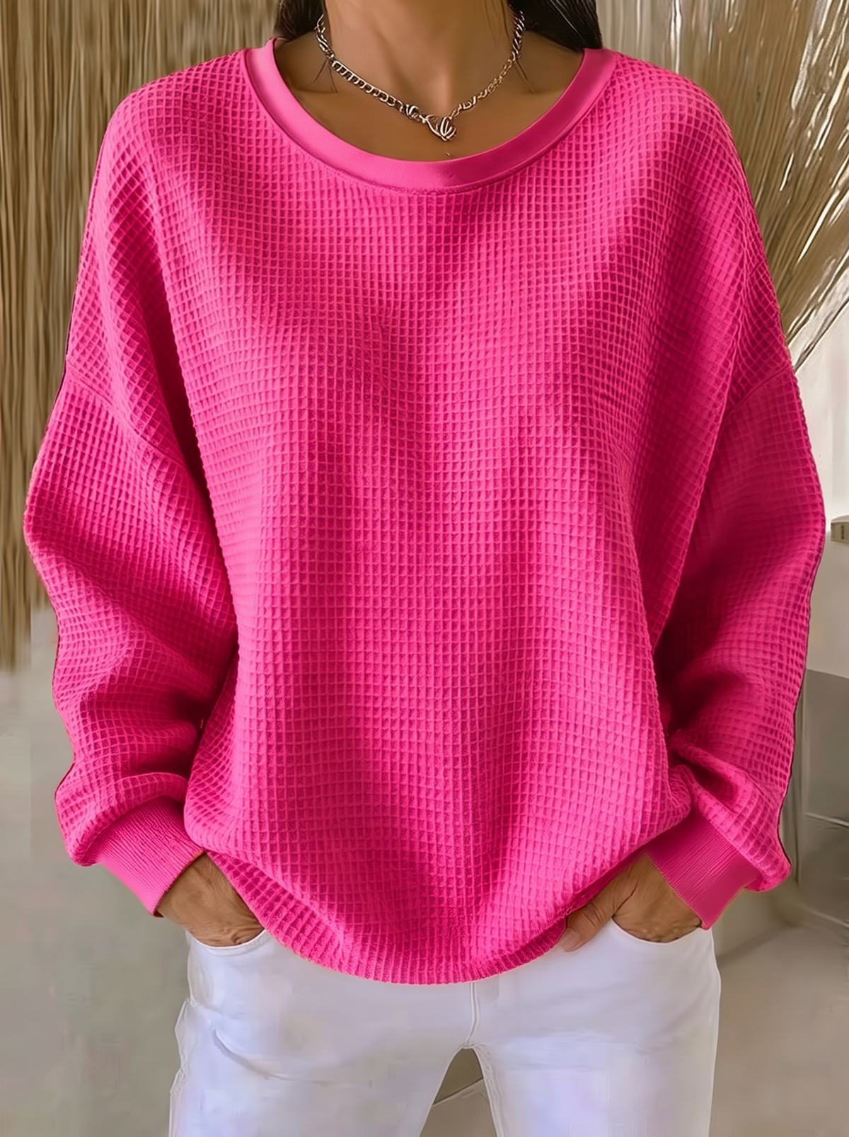 Nyla | Lässiger Waffelpullover