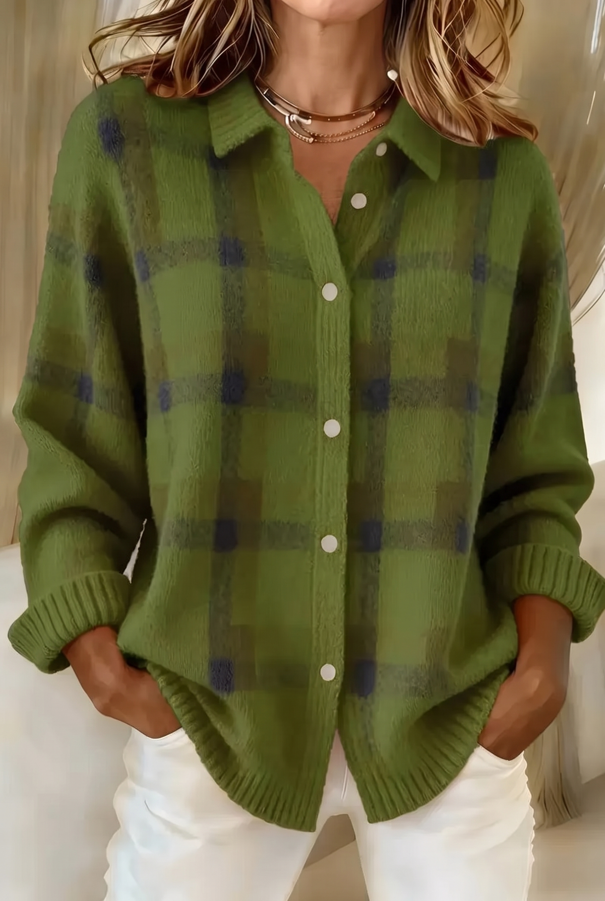Cosette | Karierter Cardigan mit Hemdkragen