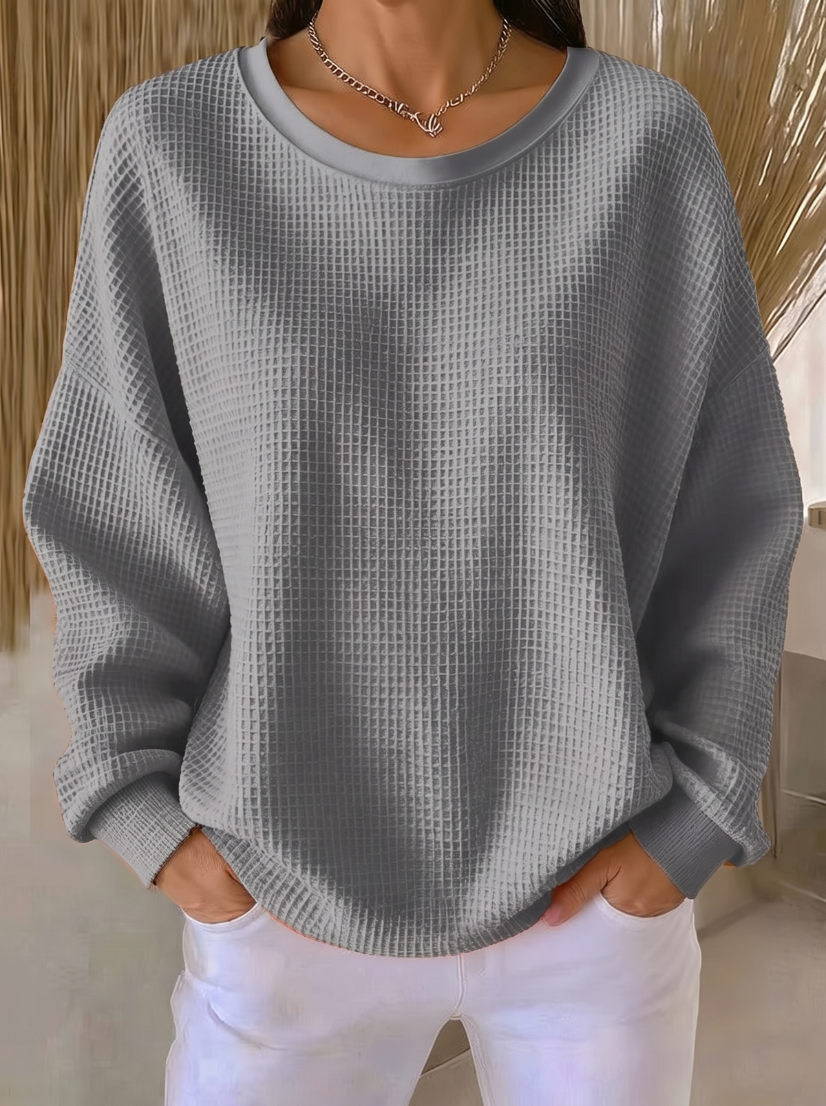 Nyla | Lässiger Waffelpullover