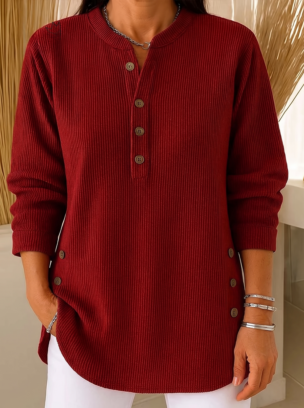 Neva | Henley-Pullover mit Knopfleiste
