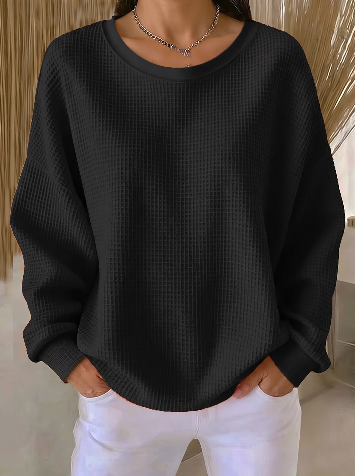 Nyla | Lässiger Waffelpullover