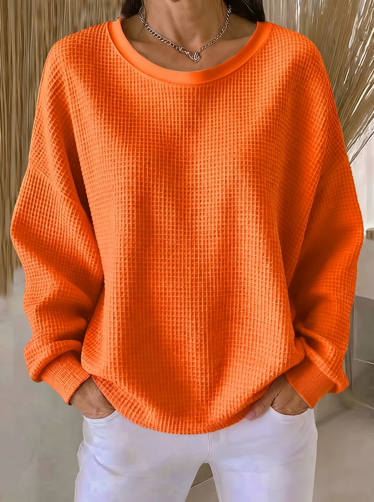 Nyla | Lässiger Waffelpullover