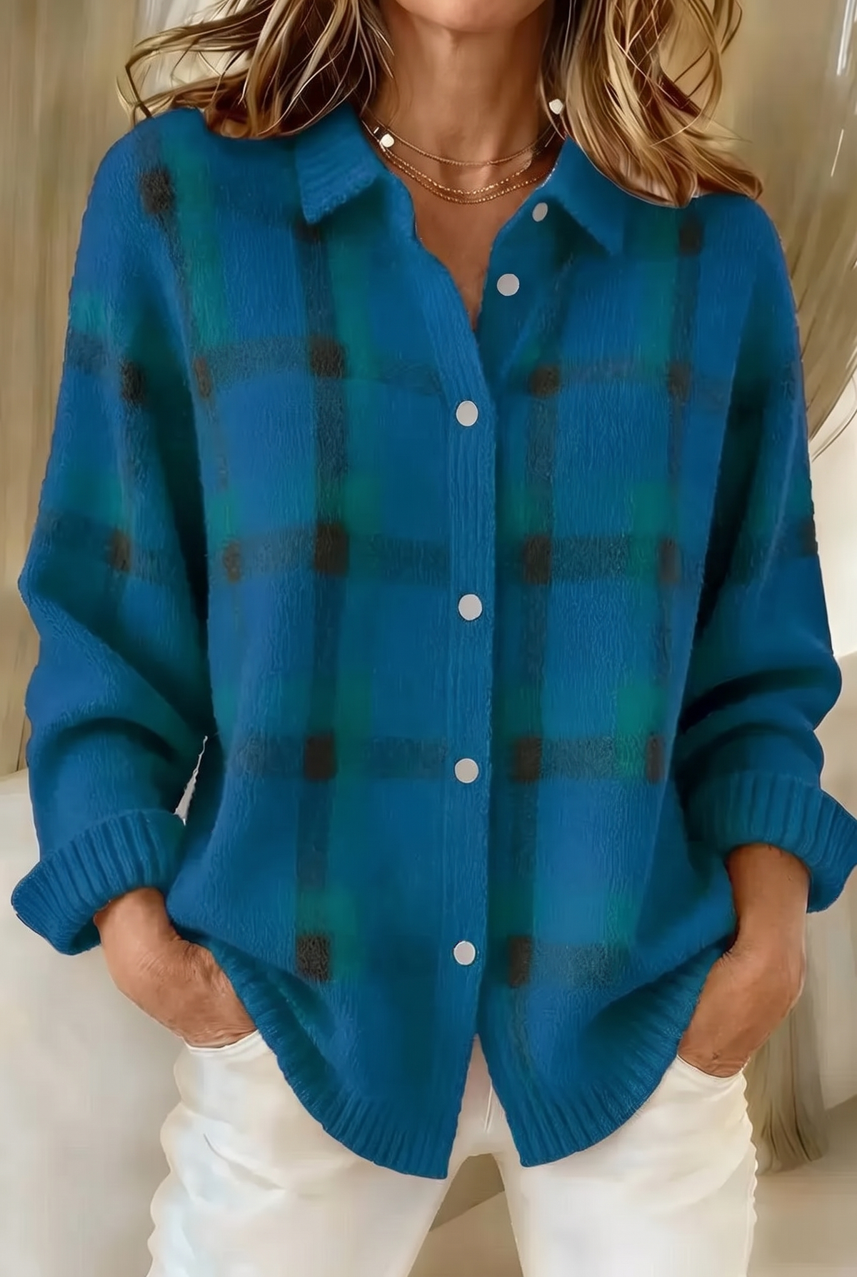 Cosette | Karierter Cardigan mit Hemdkragen