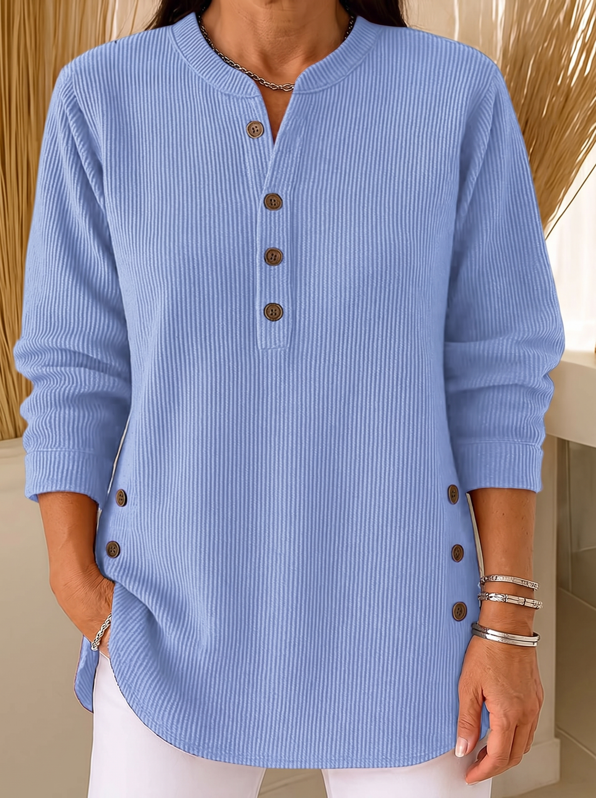 Neva | Henley-Pullover mit Knopfleiste