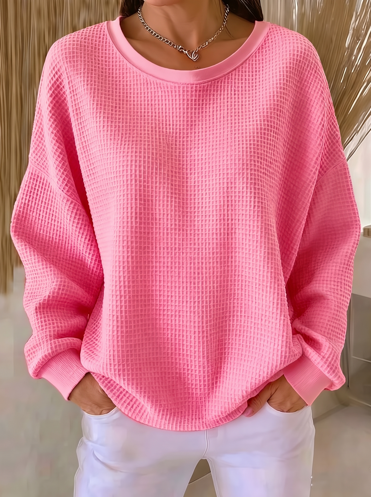 Nyla | Lässiger Waffelpullover