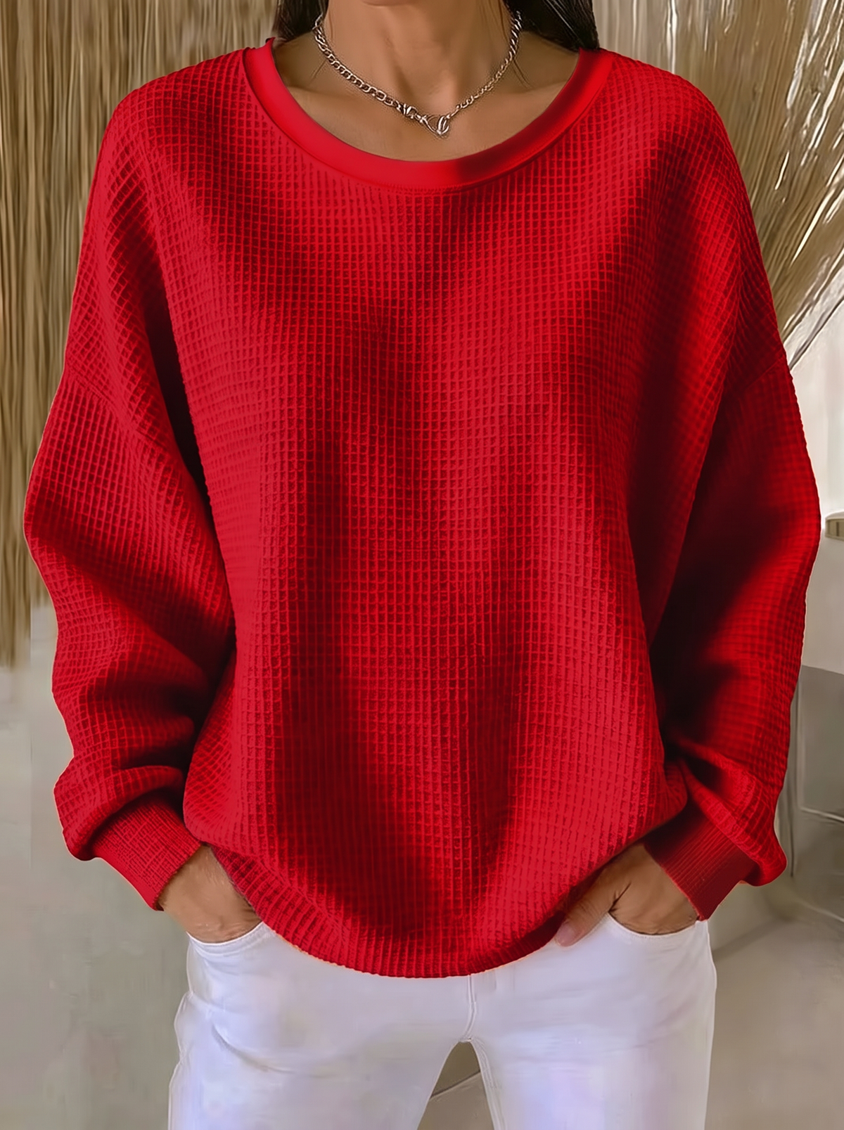 Nyla | Lässiger Waffelpullover