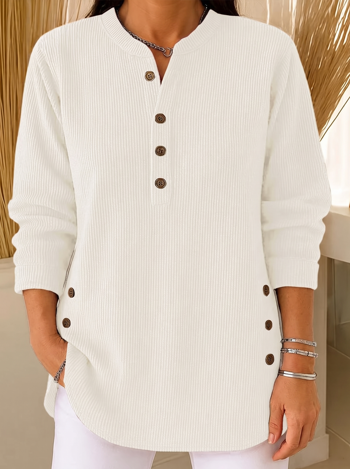 Neva | Henley-Pullover mit Knopfleiste
