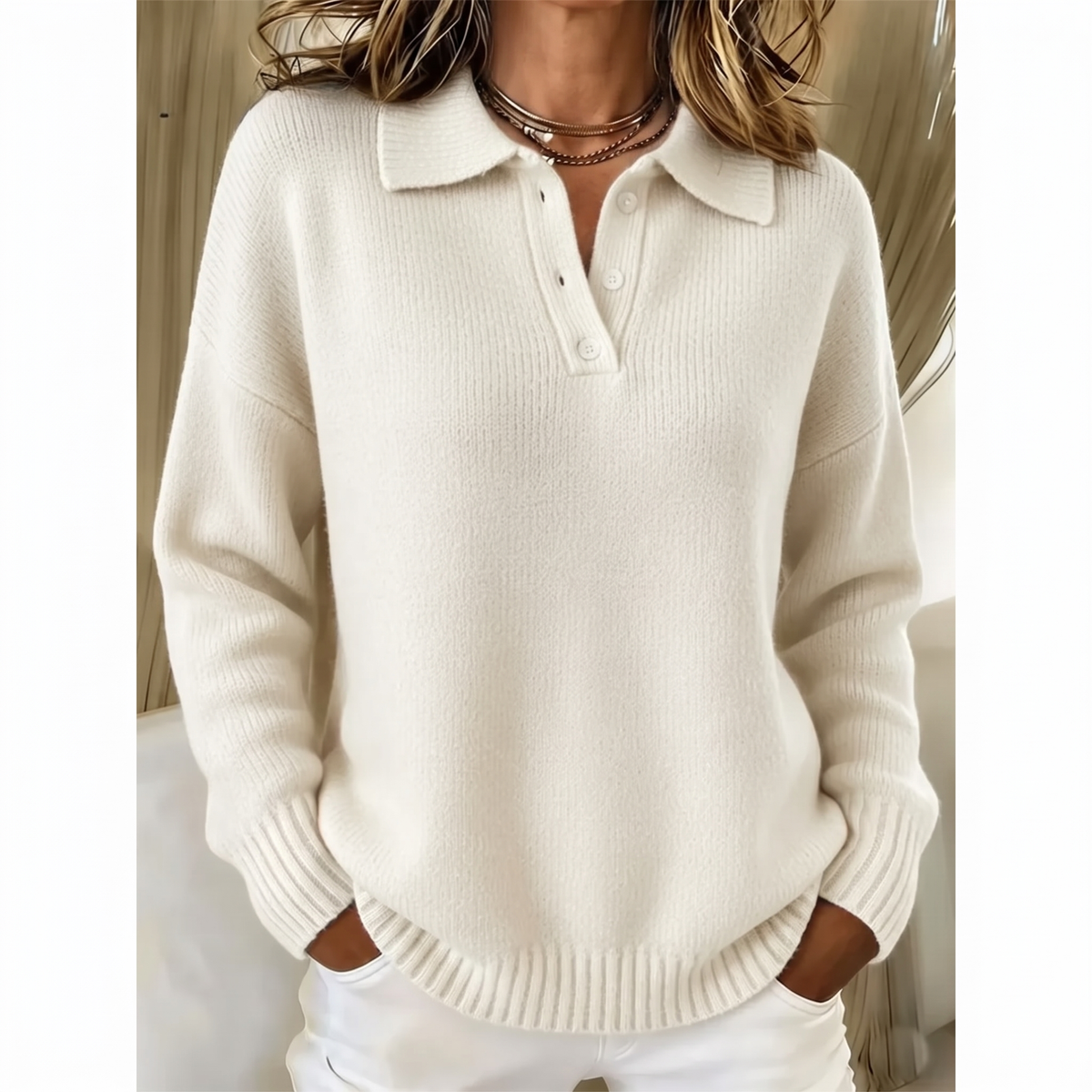 Maren | Polo-Kragen Komfortpullover