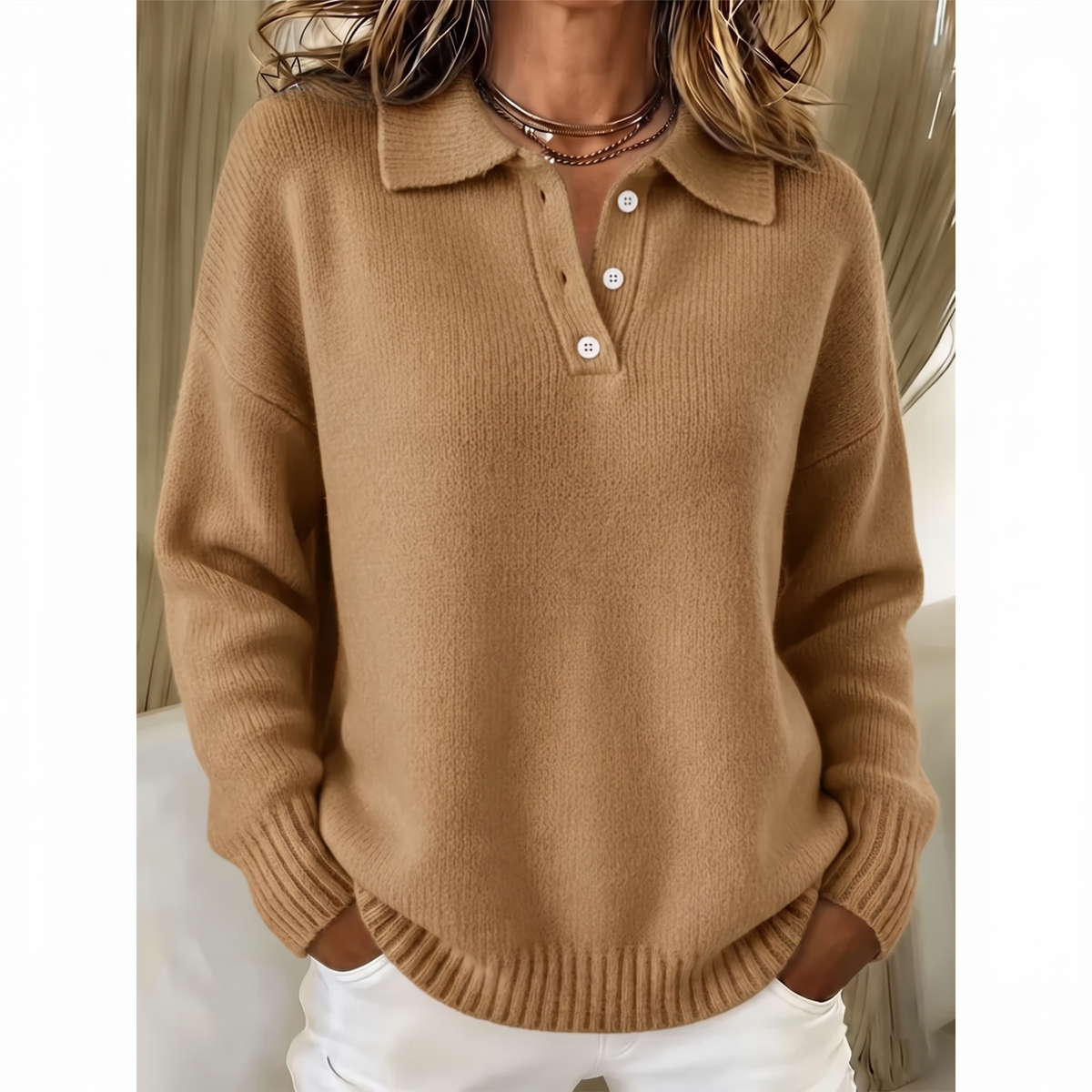 Maren | Polo-Kragen Komfortpullover