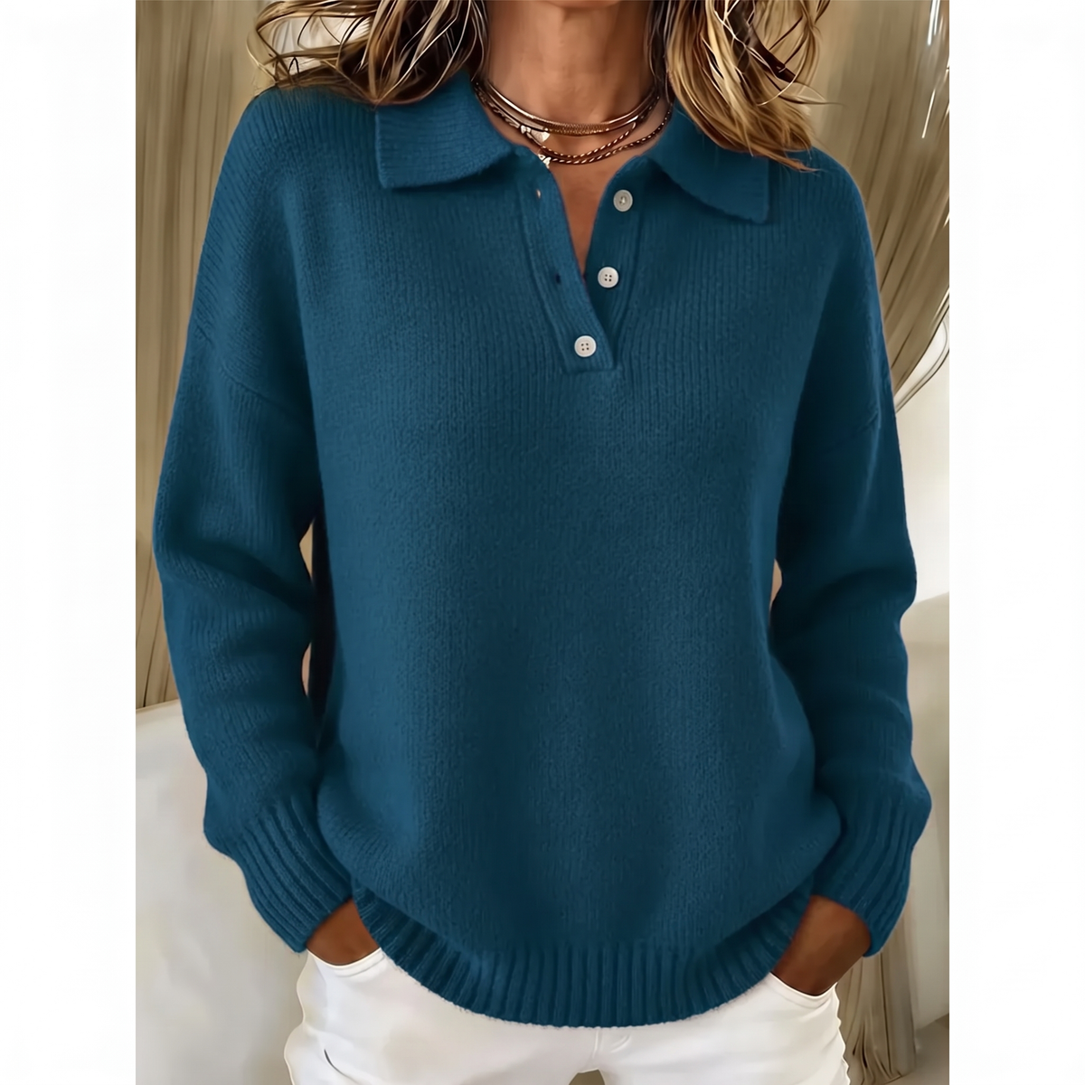 Maren | Polo-Kragen Komfortpullover