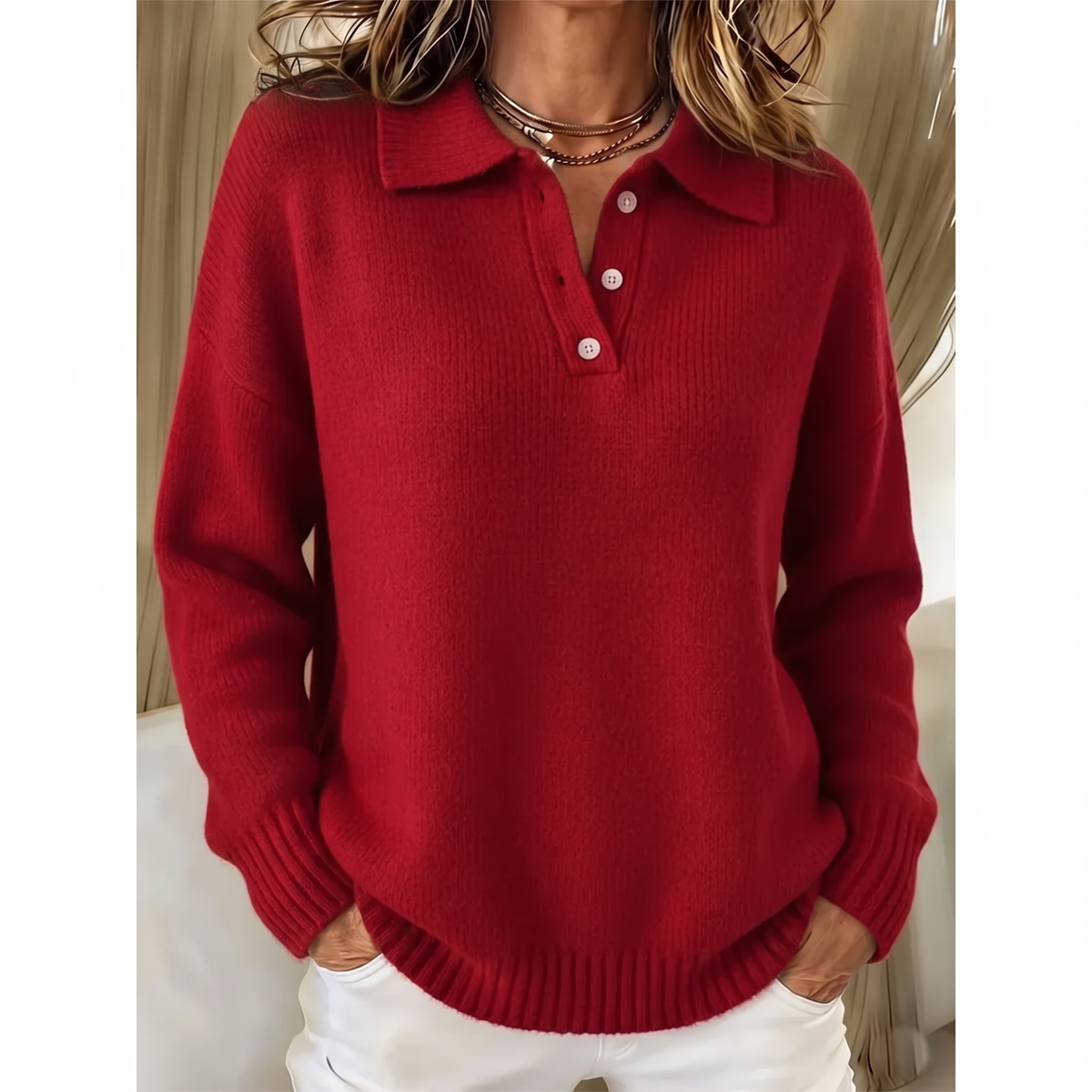 Maren | Polo-Kragen Komfortpullover