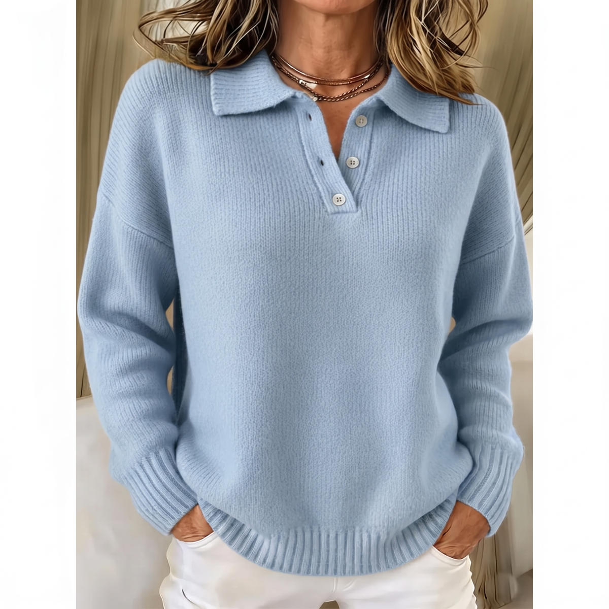 Maren | Polo-Kragen Komfortpullover